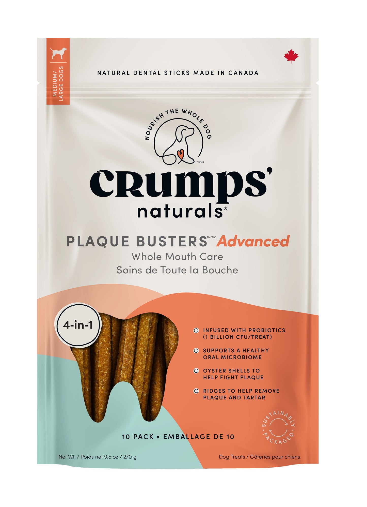 Crumps - Plaque Busters - Advanced with Probiotics Dental Sticks - 10 Pack