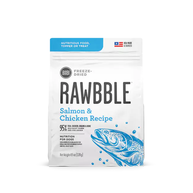Bixbi Rawbble Dried Chicken and Salmon Dog 4.5oz Manchester