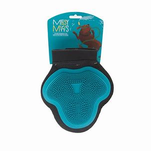 Messy Mutt Silicone grooming glove, blue