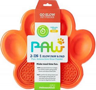 PetDreamHouse PAW 2-in-1 Go Slow Feeder & Lick Pad Orange