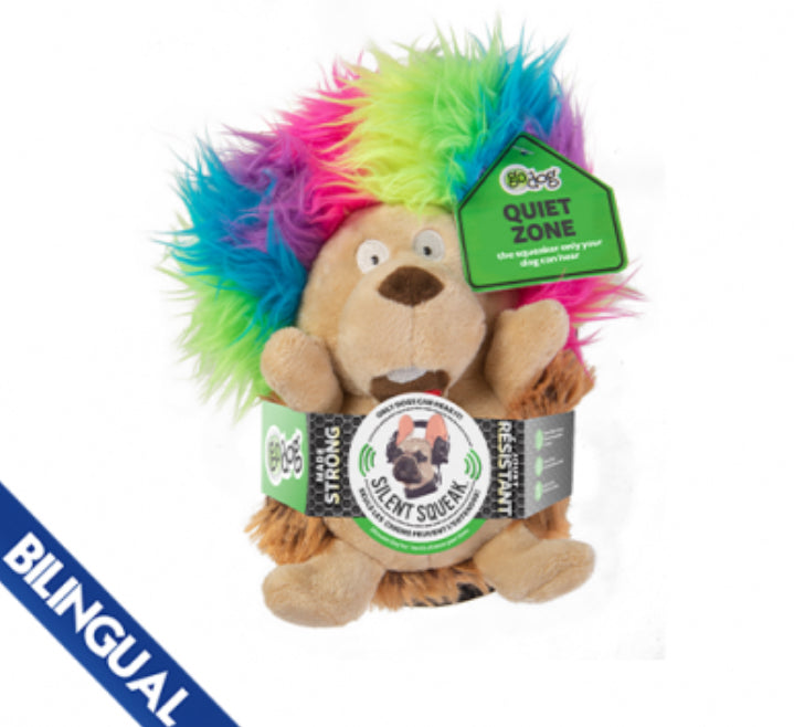 Toys - Go Dog - Silent Squeak Hedgehog Hair - Large