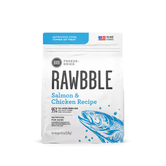 Bixbi Rawbble Dried Chicken and Salmon Dog 4.5oz Manchester