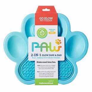 PetDreamHouse PAW 2-in-1 Go Slow Feeder & Lick Pad Blue