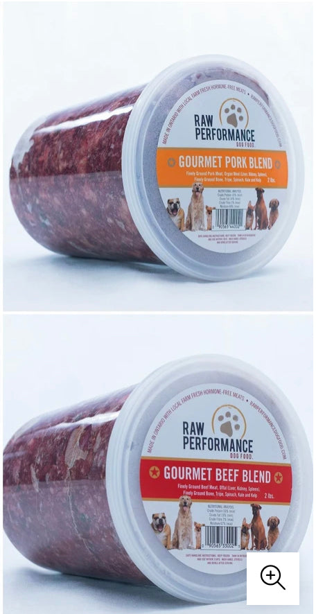 24 Pounds  6 x 2lb Tubs of Gourmet Pork  6 x 2lb Tubs of Gourmet Beef